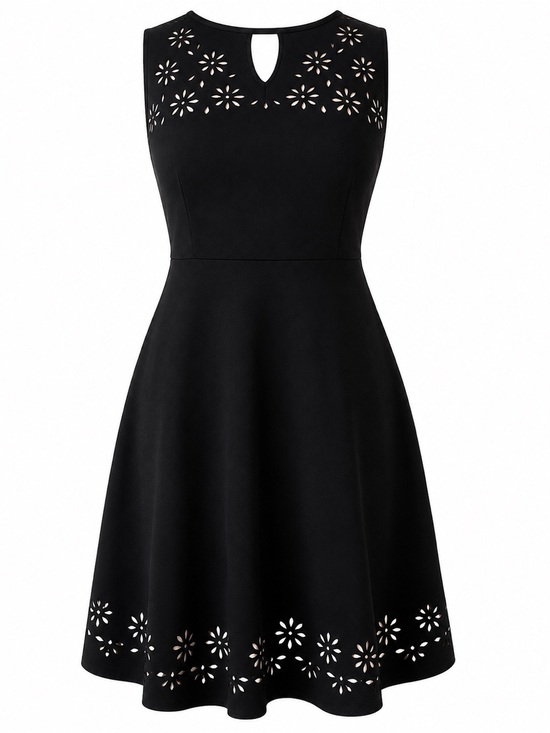 Romeo & Juliet Couture Dresses & Skirts - Romeo & Juliet Couture Black Laser Cut Fit & Flare Cocktail Dress Med Made USA